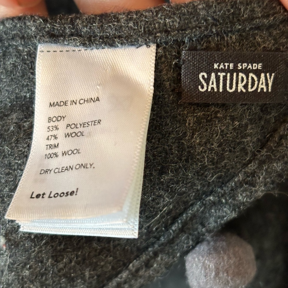 Kate Spade Saturday Gray 100 % Wool Pompom Scarf/Shawl - Picture 4 of 5